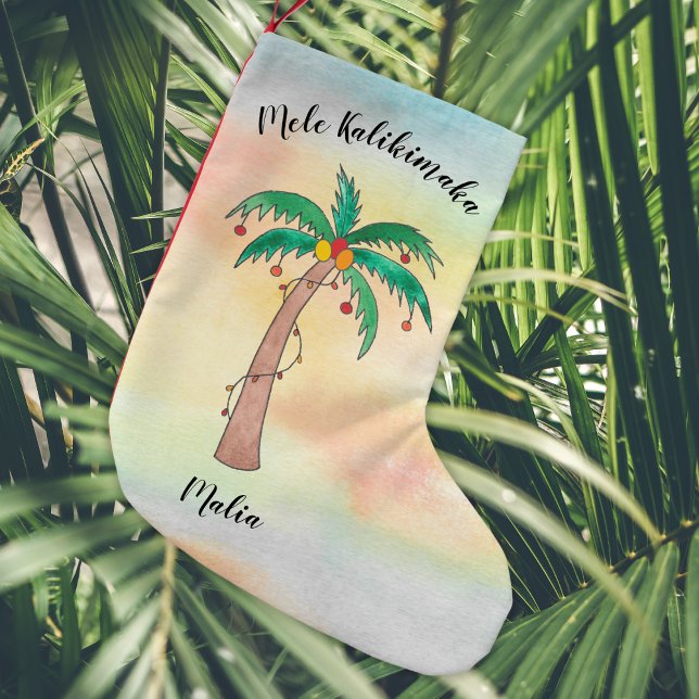 Calcetín Navideño Pequeño Mele Kalikimaka Personalizado (Subido por el creador)