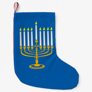 Calcetín Navideño Pequeño menorah amarillo hanukkah jewish print