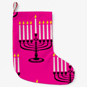 Calcetín Navideño Pequeño menorah rosa hanukkah purim jewish print