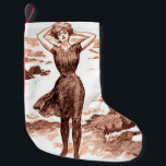 Calcetín Navideño Pequeño Mermaid Beach Gibson Chica Vieja<br><div class="desc">Chica Gibson - ilustracion de arte clásico - Chica en una playa,  Charles Dana Gibson,  1902. Leyenda de la imagen: "Por supuesto que hay sirenas".</div>