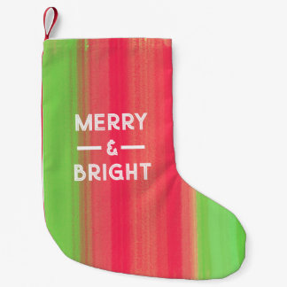 Calcetín Navideño Pequeño Merry and Bright Pintado a Mano