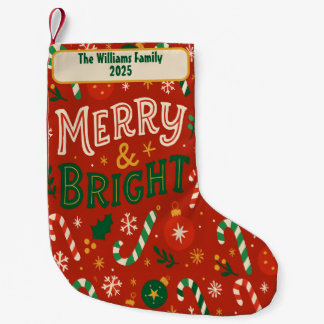 Calcetín Navideño Pequeño Merry & Bright Christmas Family Stocking