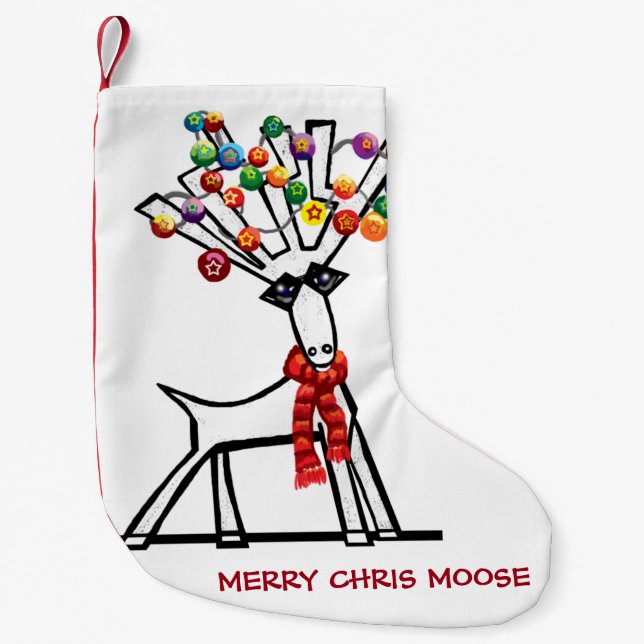 Calcetín Navideño Pequeño Merry Chris Moose (Anverso)