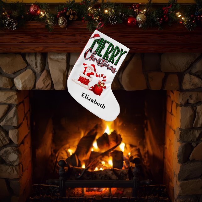 Calcetín Navideño Pequeño Merry Christmas by Santa - Christmas Stocking (Subido por el creador)