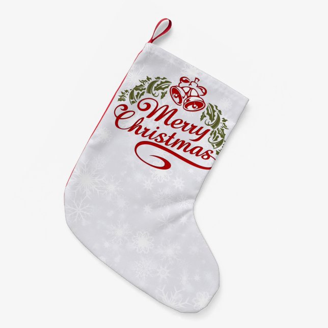 Calcetín Navideño Pequeño "Merry Christmas" Holiday Stocking (Frente (Colgado))