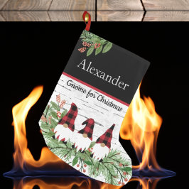 Calcetín Navideño Pequeño Merry Christmas Red Gorra Plaid Gnome