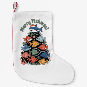 Calcetín Navideño Pequeño Merry Fishmas Christmas Tree Fish Funny Fishing