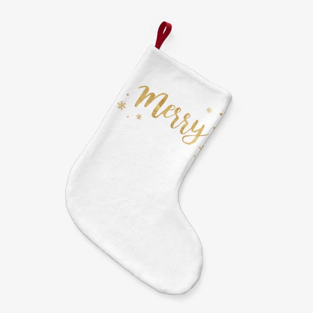 Calcetín Navideño Pequeño Merry (oro) (Frente (Colgado))