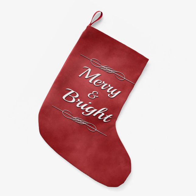 Calcetín Navideño Pequeño Merry y Bright (Frente (Colgado))