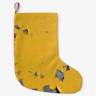 Calcetín Navideño Pequeño Metalizado amarillo roto: textura sucia.