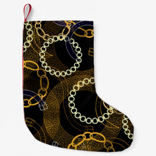 Calcetín Navideño Pequeño Mezcla de correas creativas de cadenas griegas