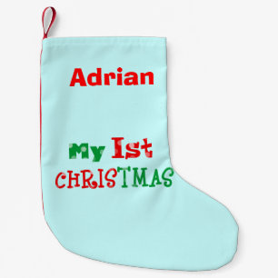 Calcetín Navideño Pequeño mi 1r navidad - apenas añada el nombre