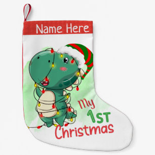 Calcetín Navideño Pequeño Mi primer dinosaurio navideño