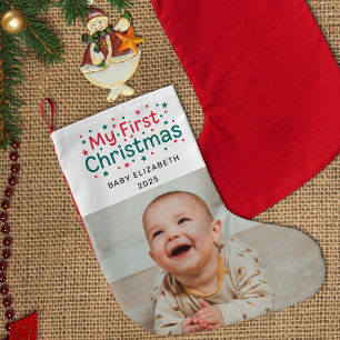 Calcetín Navideño Pequeño Mi primera Navidad Festiva Foto de Bebé Recién Nac