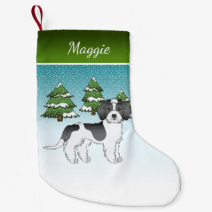 Calcetín Navideño Pequeño Mini bosque de invierno dordendoodle de color negr