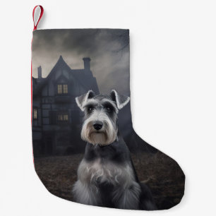 Calcetín Navideño Pequeño Miniature Schnauzer Halloween Espeluznante