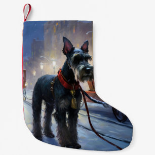 Calcetín Navideño Pequeño Miniature Schnauzer Temporada Navideña Festiva