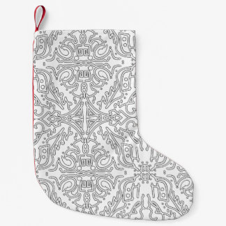 Calcetín Navideño Pequeño Minimalist Grey Floral Pattern