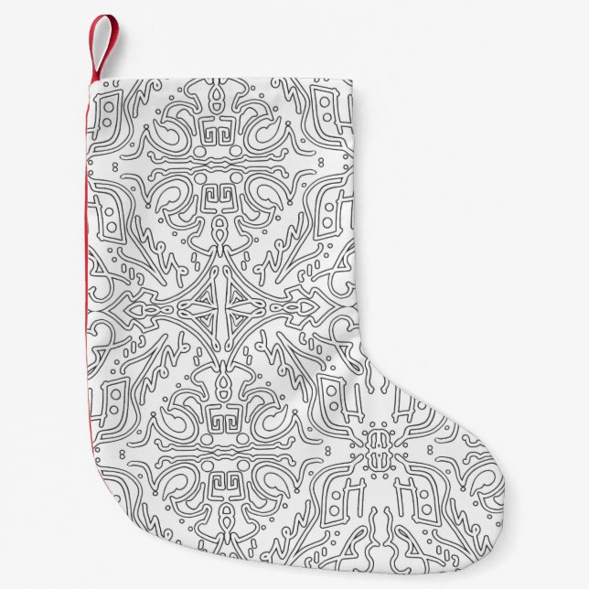 Calcetín Navideño Pequeño Minimalist Grey Floral Pattern (Anverso)