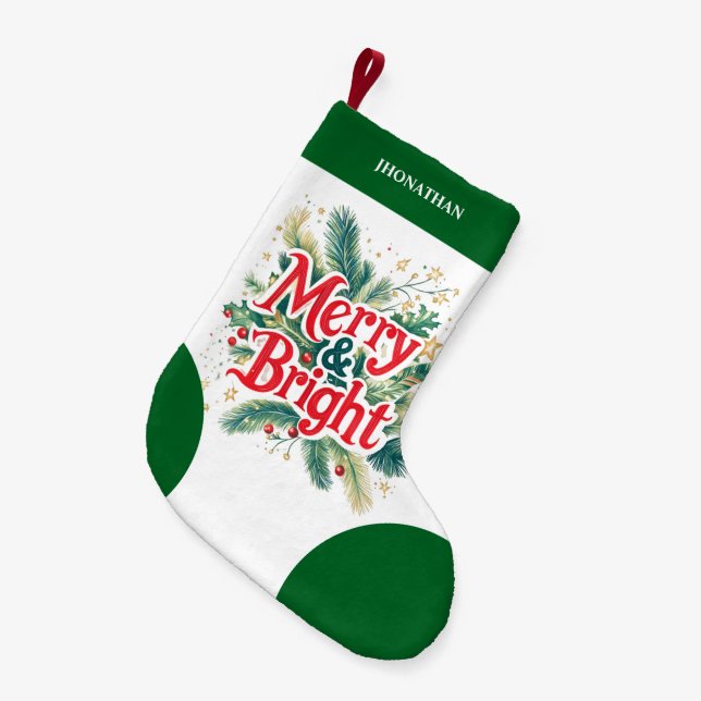 Calcetín Navideño Pequeño Mínimo Limpiar Navidad Simple Blanco Rojo (Frente (Colgado))