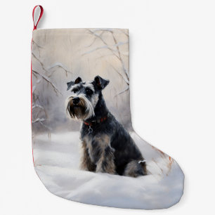 Calcetín Navideño Pequeño Ministra Schnauzer Let It Snow Navidades