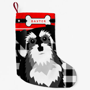 Calcetín Navideño Pequeño Ministra Schnauzer Old Fashion Plaid Small Chris