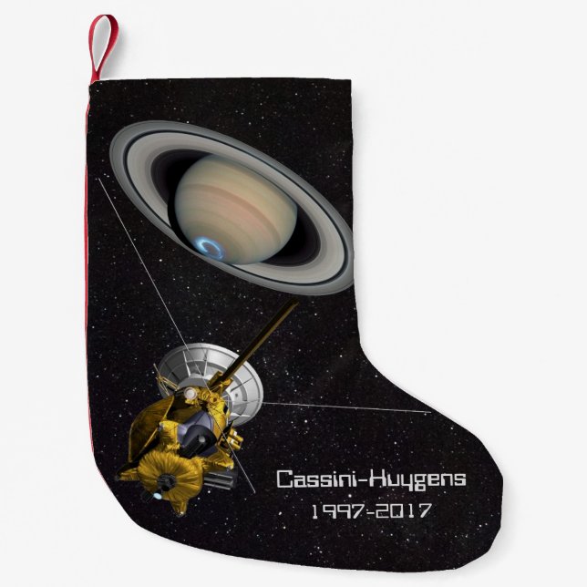 Calcetín Navideño Pequeño Misión de Cassini Huygens a Saturno (Anverso)