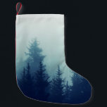 Calcetín Navideño Pequeño Misty fog in pine forest on mountain slopes. Color<br><div class="desc">Misty fog in pine forest on mountain slopes. Color toning. 
forest, pine, fog, wallpaper, winter, nature, hipster, landscape, mountain, silhouette, dark, tree, background, photo, misty, fir, scenery, snow, christmas, color, vintage, retro, illustration, </div>