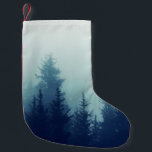 Calcetín Navideño Pequeño Misty fog in pine forest on mountain slopes. Color<br><div class="desc">Misty fog in pine forest on mountain slopes. Color toning. 
forest, pine, fog, wallpaper, winter, nature, hipster, landscape, mountain, silhouette, dark, tree, background, photo, misty, fir, scenery, snow, christmas, color, vintage, retro, illustration, </div>