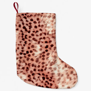 Calcetín Navideño Pequeño Moda Bonito Girly Rosa Gold Leopard