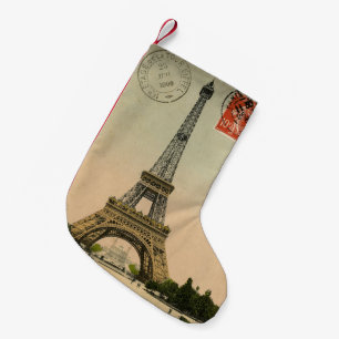 Calcetín Navideño Pequeño Moda francesa antigua Torre Eiffel París