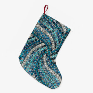 Calcetín Navideño Pequeño moda gitana bohemia azul turquesa plateado