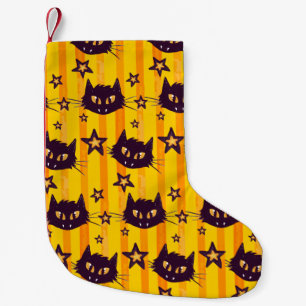Calcetín Navideño Pequeño Modelo amarillo del gato y de estrella de la