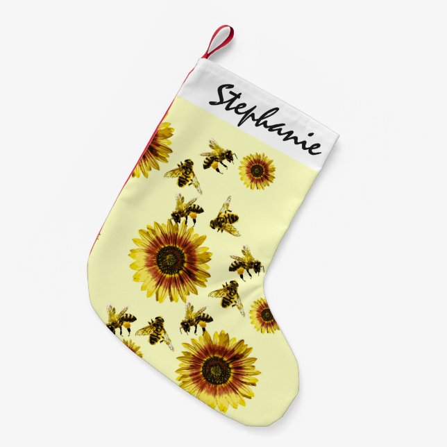 Calcetín Navideño Pequeño Modelo amarillo del verano de los girasoles y de (Frente (Colgado))