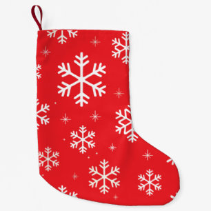 Calcetín Navideño Pequeño Moderna Feliz Navidad Snowflakes Pattern Green