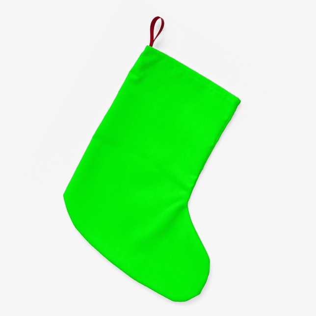 Calcetín Navideño Pequeño Moderna pantalla verde neón brillante liso (Frente (Colgado))