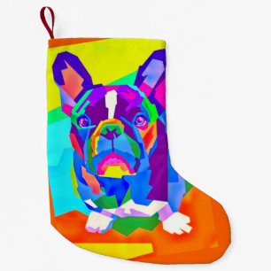 Calcetín Navideño Pequeño Moderno Bulldog francés aleteando