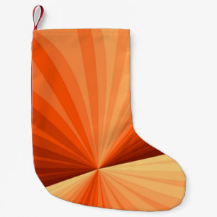 Calcetín Navideño Pequeño Moderno Gráfico Fractal Abstracto Naranja Rojo Vai