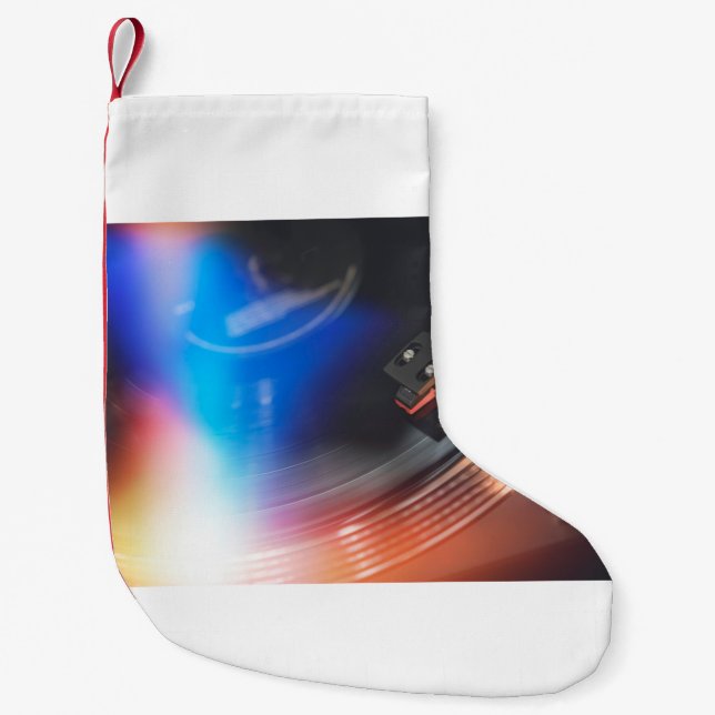 Calcetín Navideño Pequeño Moderno y giratorio para reproducir música en disc (Anverso)