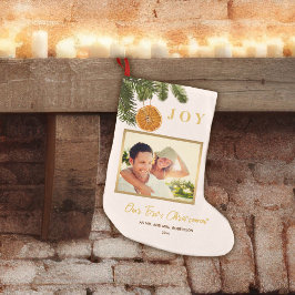 Calcetín Navideño Pequeño Moderno y simple Nuestro primer cítrico recién hec