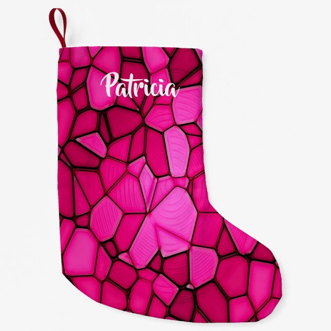 Calcetín Navideño Pequeño Modos de piedra rosa con motivos (Anverso)