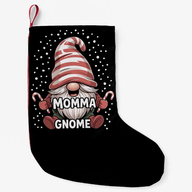 Calcetín Navideño Pequeño Momma Gnome Navidades Pajama Grupo familiar coinci (Anverso)
