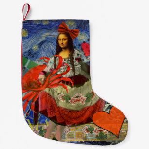 Calcetín Navideño Pequeño Mona Lisa Diversión Zodíaco Caprichoso 