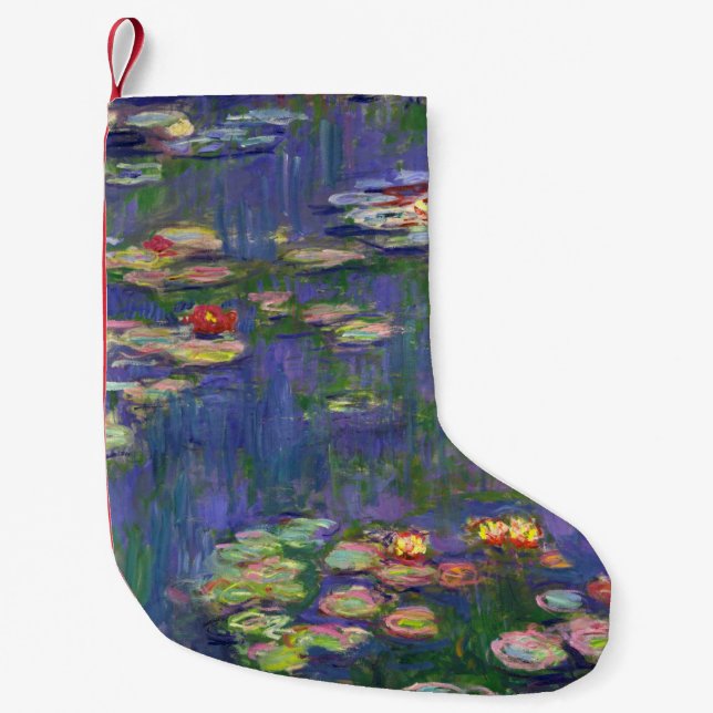 Calcetín Navideño Pequeño Monet Water Lilies Masterpiece Pintura (Anverso)