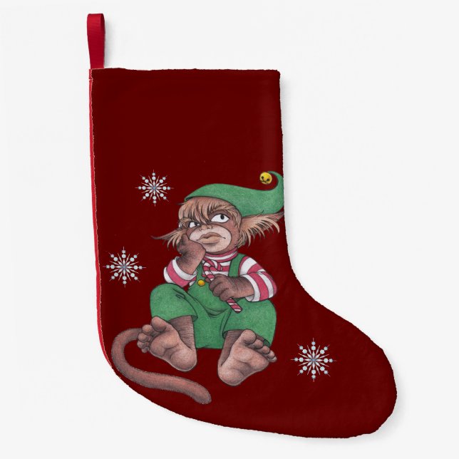 Calcetín Navideño Pequeño Monkey Gnome navidades (Anverso)