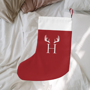 Calcetín Navideño Pequeño Monograma blanco rojo antígenos modernos