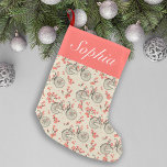 Calcetín Navideño Pequeño Monograma de Arte Japonés con Flora Rosa de Bicicl<br><div class="desc">Monograma de Arte Japonés con Flora Rosa de Bicicleta Vintage</div>