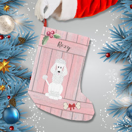 Calcetín Navideño Pequeño Monograma de la cerca de madera rosada estándar cú