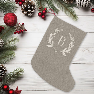 Calcetín Navideño Pequeño Monograma de la flor de la laurel rusa