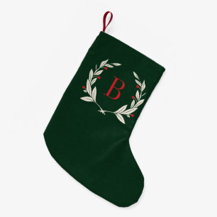 Calcetín Navideño Pequeño Monograma de Laurel Wreath, Navidades rusos